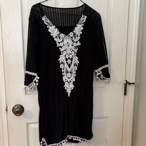 Elegant Black and White Swim Coverup